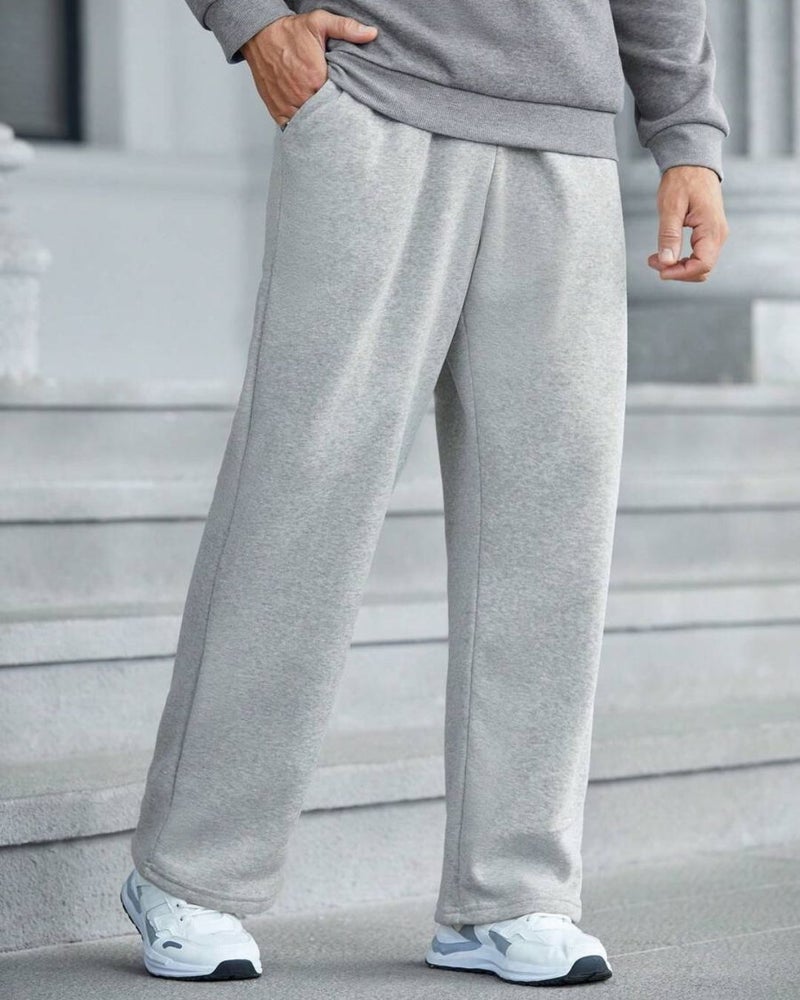 FLYNOFF Korean Light Grey Loose Fit Track Pant - Image 1